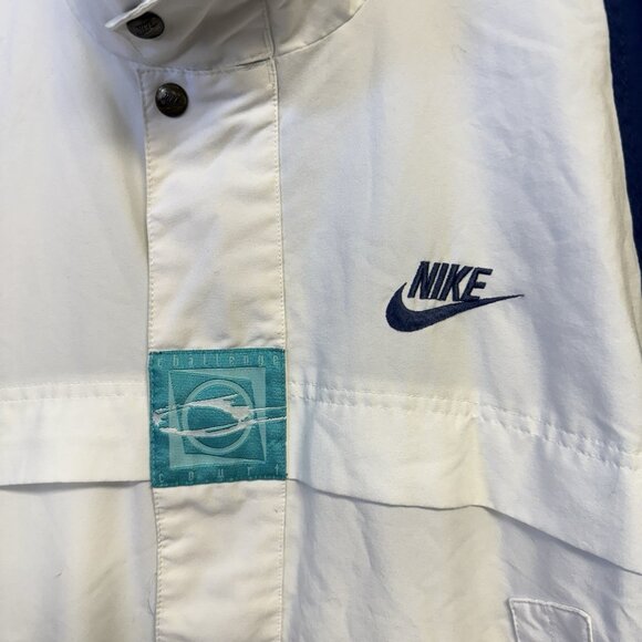 Vintage 90s Nike Challenge Court Tennis Jacket Mens Medium White Windbreaker Zip - Picture 3 of 15